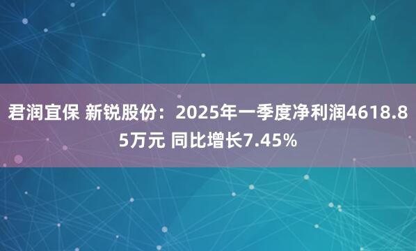 君润宜保 新锐股份：2025年一季度净利润4618.85万元 同比增长7.45%